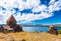 Sparkling blue Lake Sevan in Armenia Sparkling blue Lake Sevan in Armenia